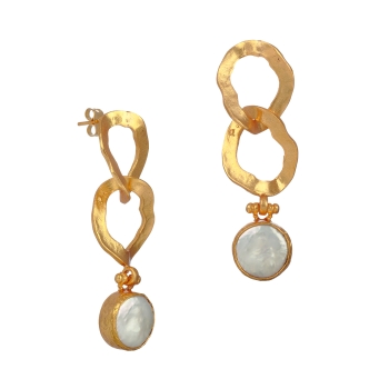 Earring made from brass, goldplated, baroque pearl