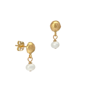 Earring  made from brass, goldplated, mini baroque pearl