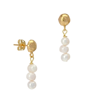 Earring  made from brass, goldplated, mini baroque pearl