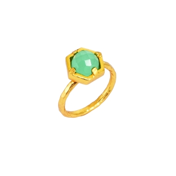 Ring made from brass, goldplated, aqua Chalcedony