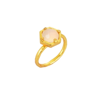 Ring made from brass, goldplated, Chalcedony