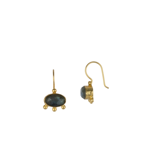 Earring made from brass, goldplated, Labradorite