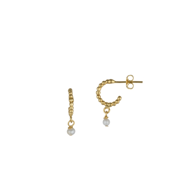 Earring made from brass, goldplated, mini baroque pearl