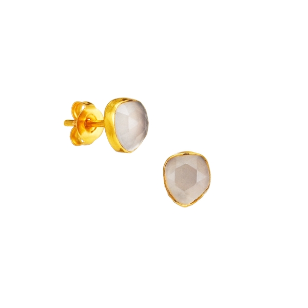 Earring made from brass, goldplated, white onyx