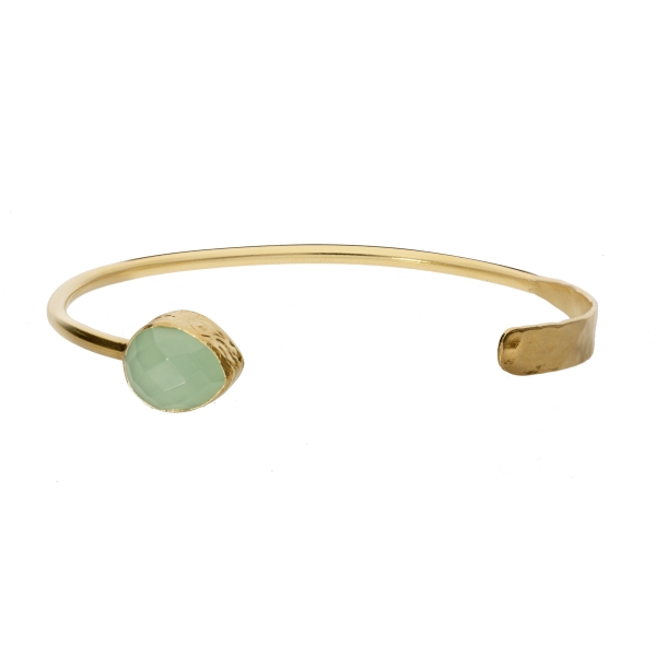 Bangle brass goldplated, aquachalcedon