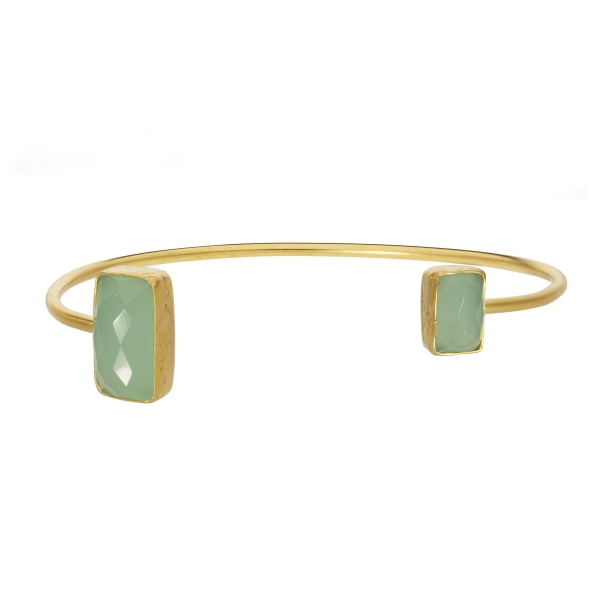 Bracelet made from brass, goldplated, with aqua Chalcedony