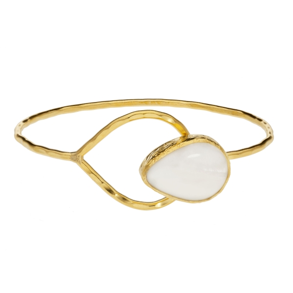 Bangle brass goldplated, mother of pearl