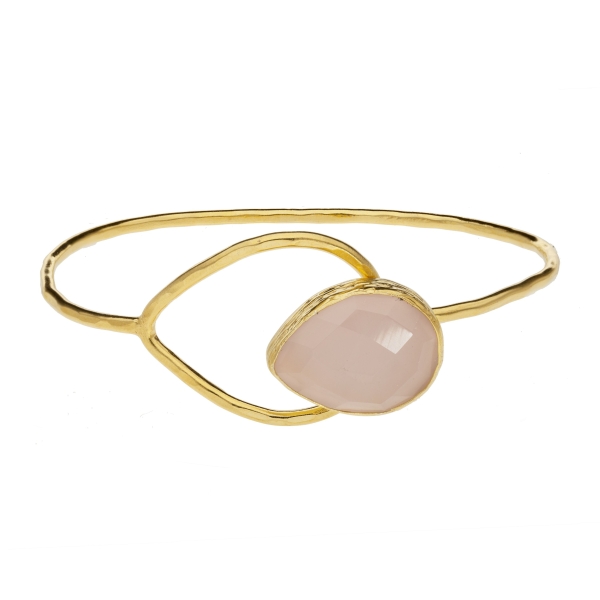 Bangle brass goldplated, rosequartz