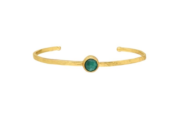 Bracelet made from brass, goldplated, emerald