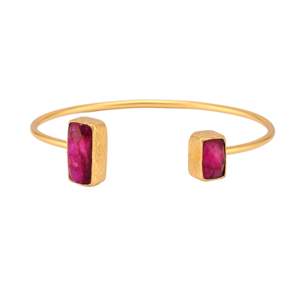 Bracelet made from brass, goldplated, with ruby