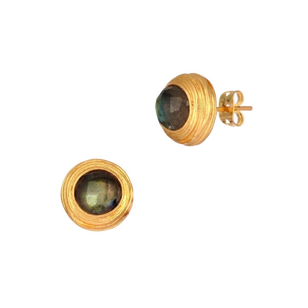 Earring made from brass, goldplated, Labradorite