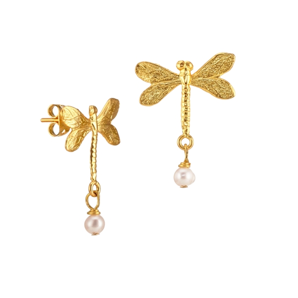 Earring made from brass, goldplated, pearl