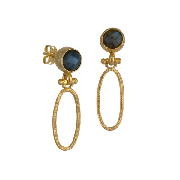 Earring made from brass, goldplated, Labradorite