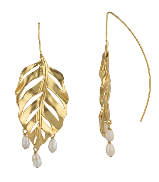 Earring made from brass, goldplated, baroquepearls