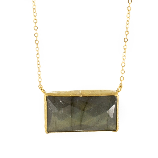 Necklace made from brass, goldplated, Labradorite