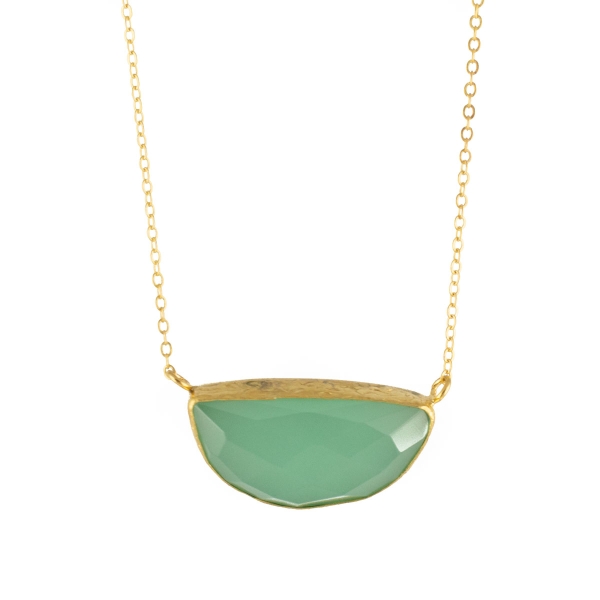 Necklace made from brass, goldplated, aqua Chalcedony