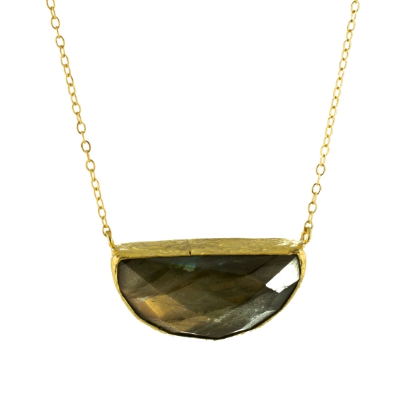 Necklace made from brass, goldplated, Labradorite