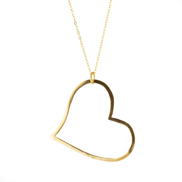 Heart necklace made from brass, goldplated