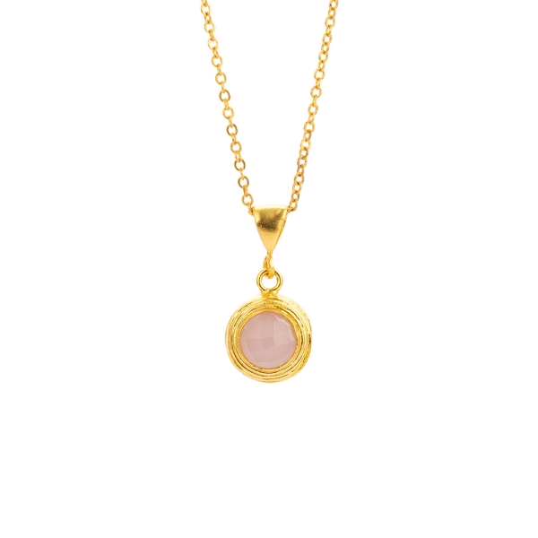 Necklace made from brass, goldplated, Rosequartz