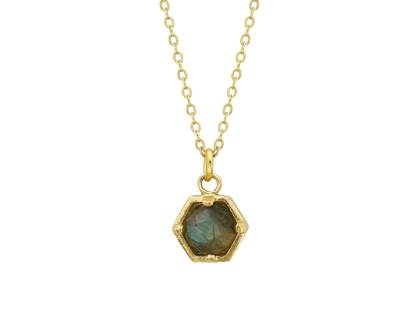 Necklace made from brass, goldplated, Labradorite