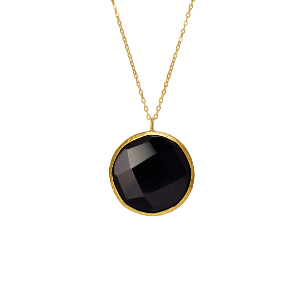 Kette aus Messing vergoldet, Onyx