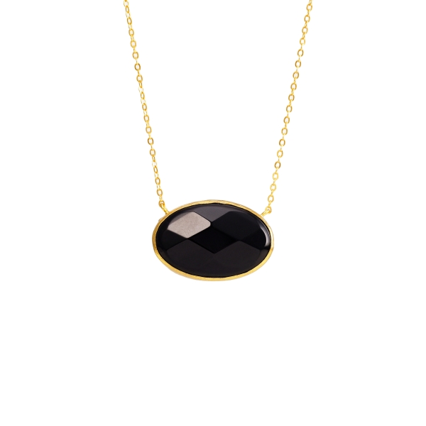 Kette aus Messing vergoldet, Onyx