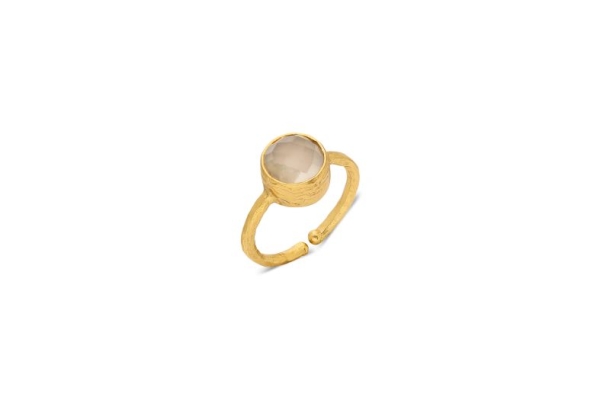 Ring aus Messing, vergoldet, Chalcedon