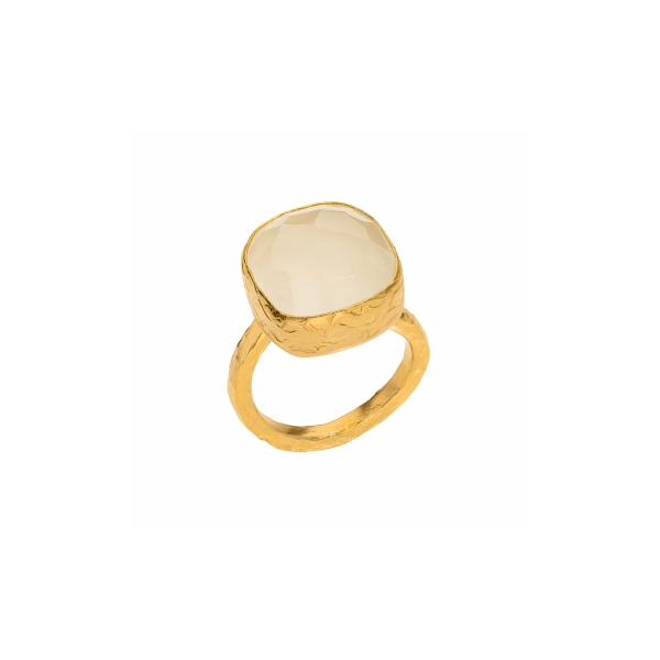 Ring aus Messing vergoldet, Chalcedon