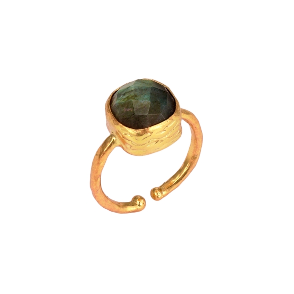 Ring made from brass, goldplated, Labradorite