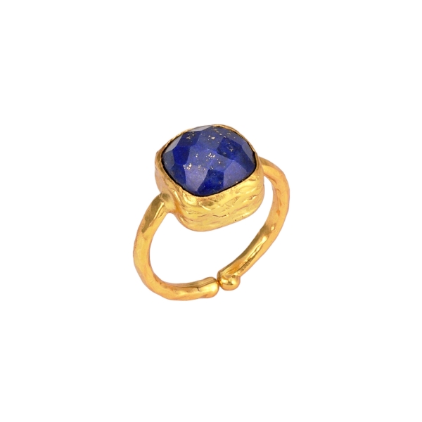 Ring made from brass, goldplated, Lapislazuli