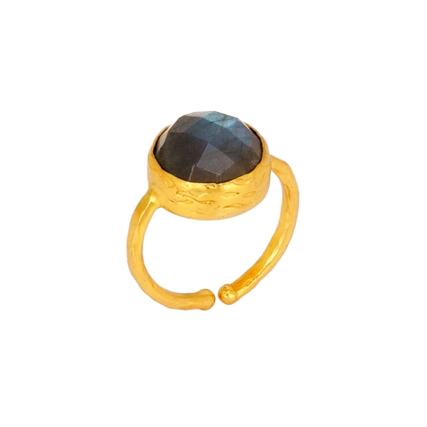 Ring made from brass, goldplated, Labradorite