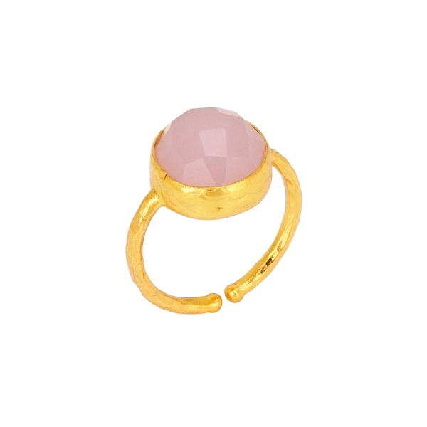 Ring made from brass, goldplated, Rosequartz