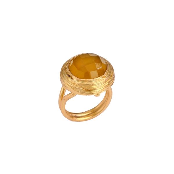 Ring made from brass, goldplated, honey Agate