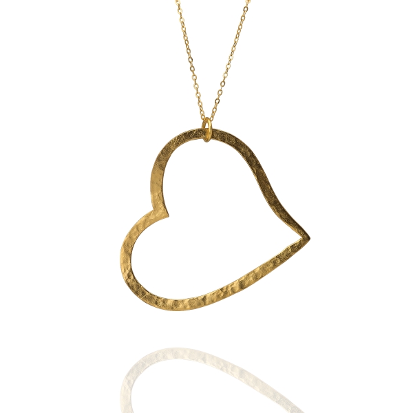 Heart ecklace made from brass, goldplated