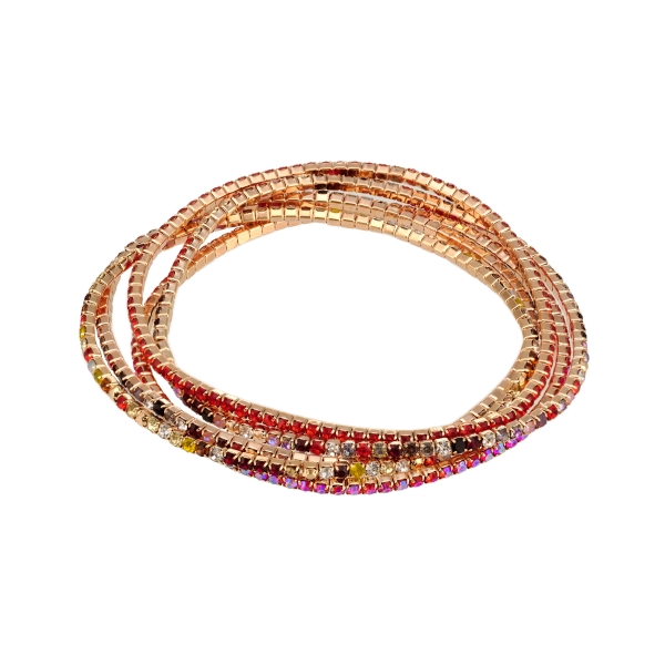 Armbandset/5, Strass red - mixed