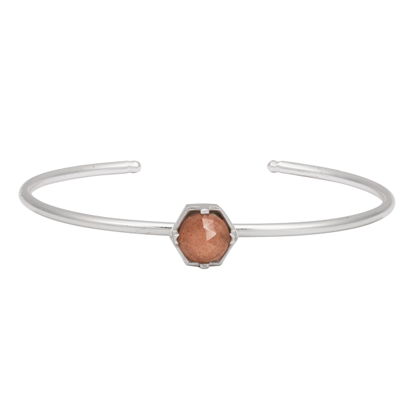 Bracelet made from 925 silver, peach moonstone