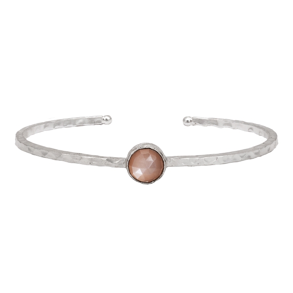 Bracelet made from 925 silver, peach moonstone