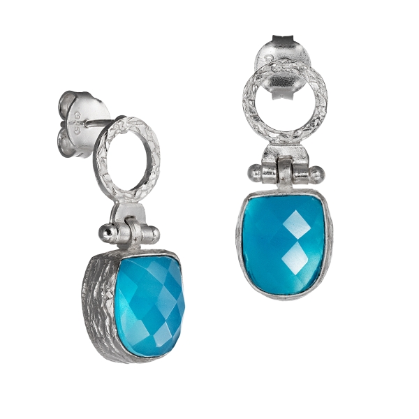 Earring made from 925 silver, blue chalcedony