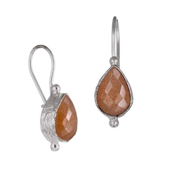 Earring made from 925 silver, peach moonstone