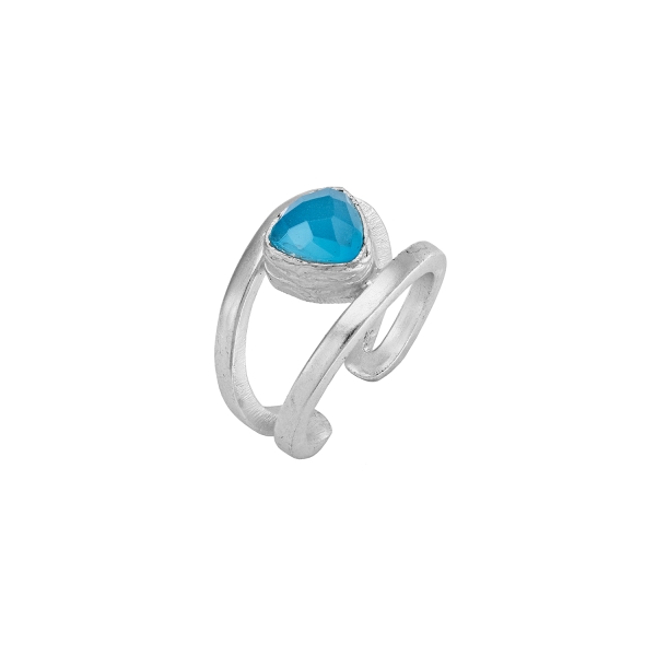 Ring aus 925 Silber, Blauer Chalcedon