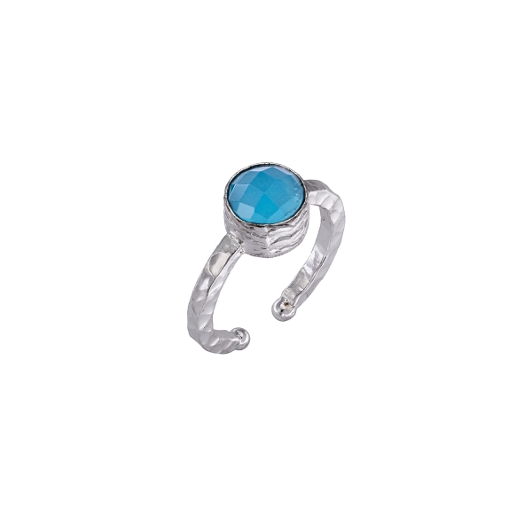 Ring aus 925 Silber, Blauer Chalcedon