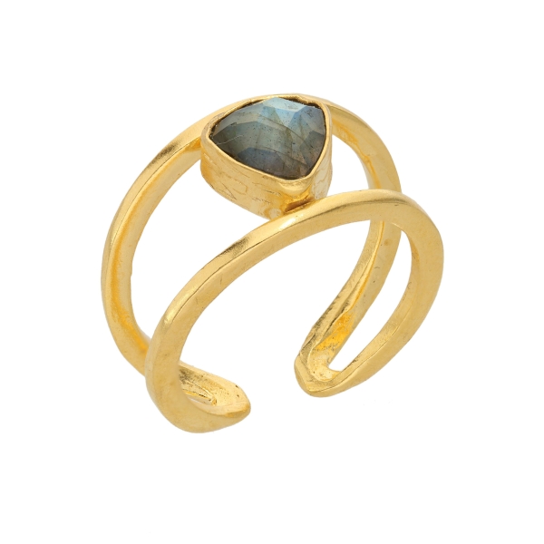 Ring made from brass, goldplated, Labradorite