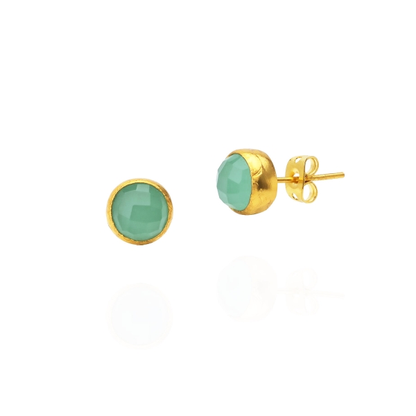 Earring made from brass, goldplated, aqua Chalcedony