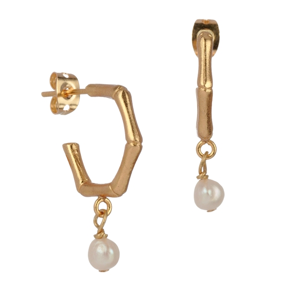 Earring  made from brass, goldplated, mini baroque pearl