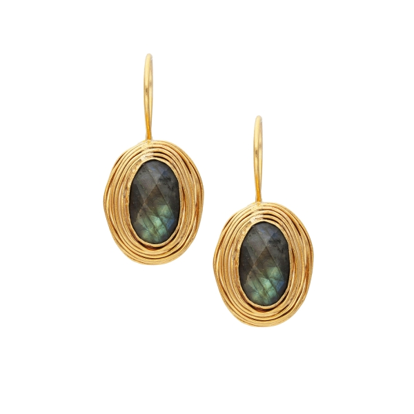 Earring made from brass, goldplated, Labradorite