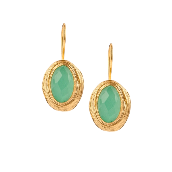 Earring made from brass, goldplated, aqua Chalcedony