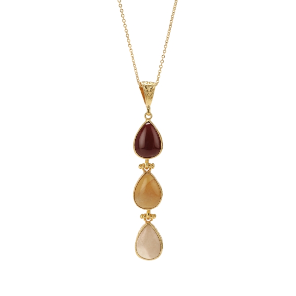 Kette made from brass, goldplated, Chalcedony