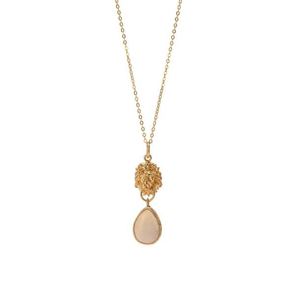 Necklace made from brass, goldplated, sand Chalcedony