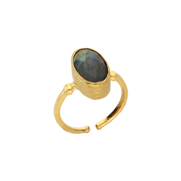 Ring made from brass, goldplated, Labradorite