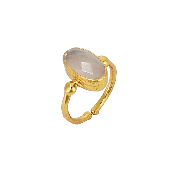 Ring aus Messing vergoldet, Chalcedon